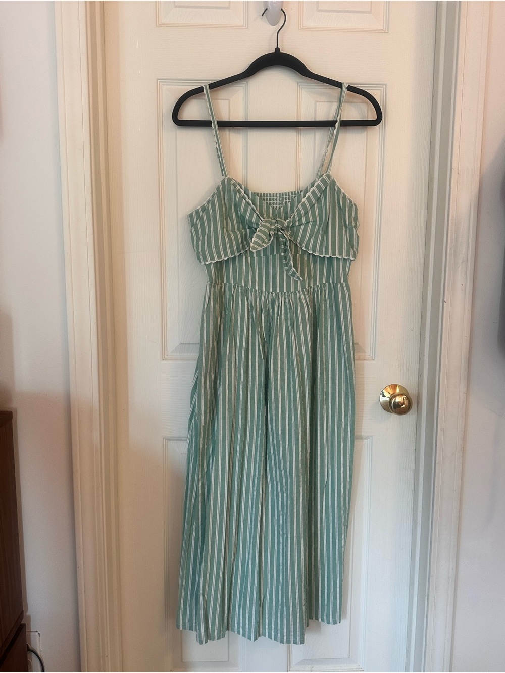 Old Navy Green and White Striped Button-Front Top